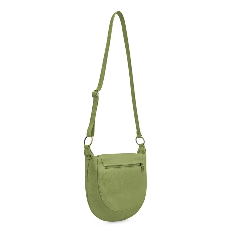 Sac bandoulière en cuir grainé LITTLE CITIZEN Vert matcha latte