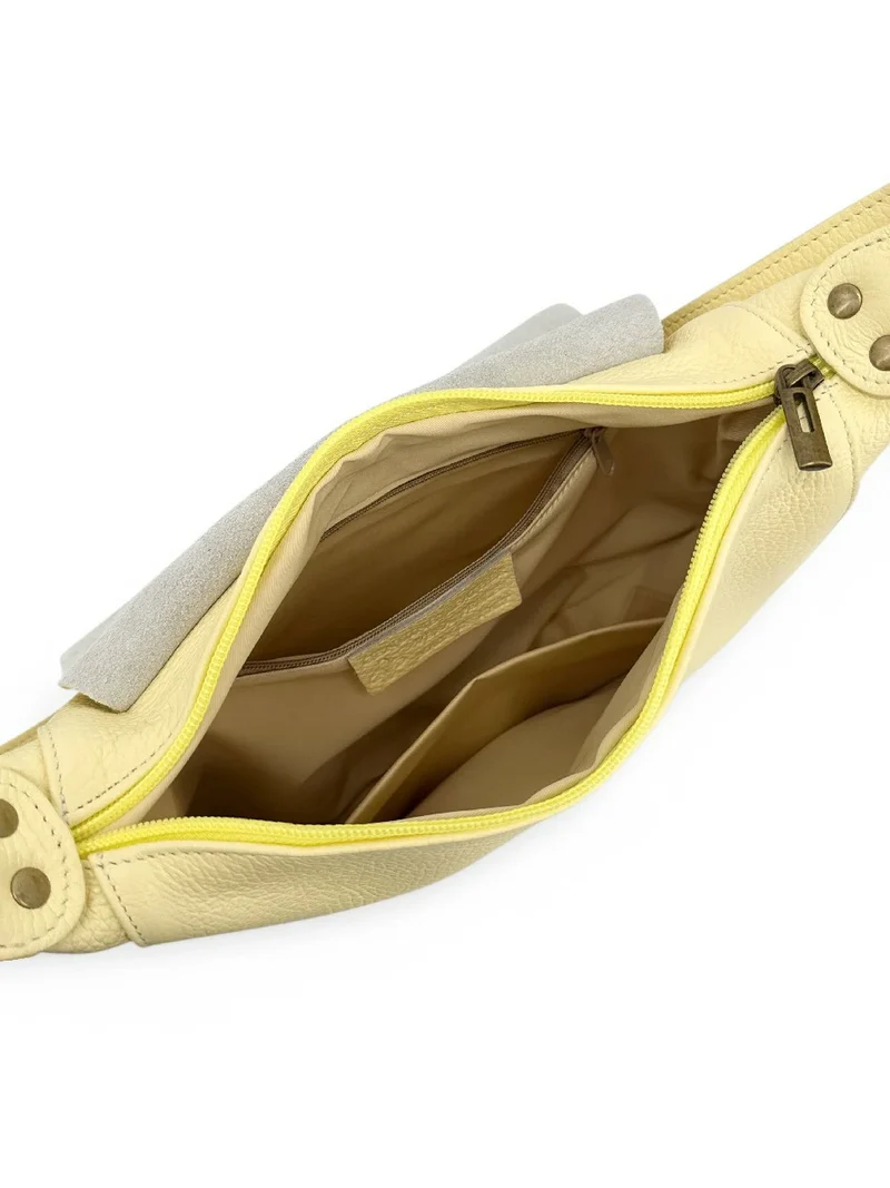 Sac bandoulière en cuir grainé LITTLE CITIZEN Soft jaune