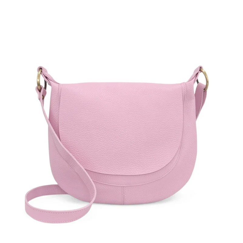 Sac bandoulière en cuir grainé LITTLE CITIZEN Rose pastel