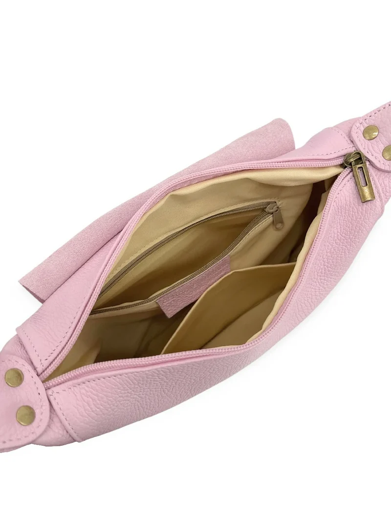 Sac bandoulière en cuir grainé LITTLE CITIZEN Rose pastel