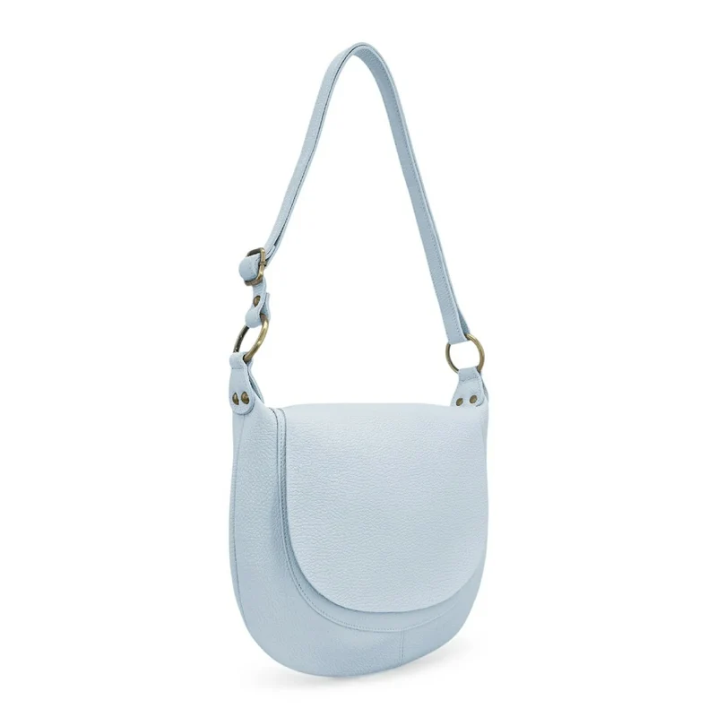 Sac bandoulière en cuir grainé LITTLE CITIZEN Bleu pastel