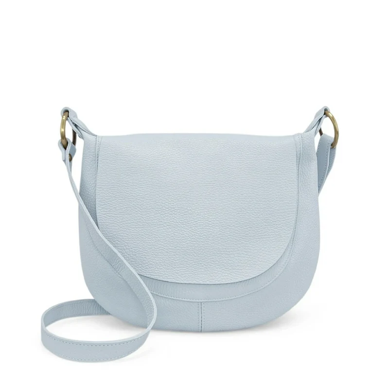 Sac bandoulière en cuir grainé LITTLE CITIZEN Bleu pastel