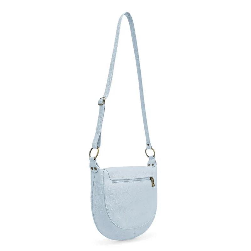Sac bandoulière en cuir grainé LITTLE CITIZEN Bleu pastel