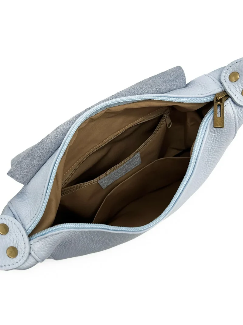 Sac bandoulière en cuir grainé LITTLE CITIZEN Bleu pastel