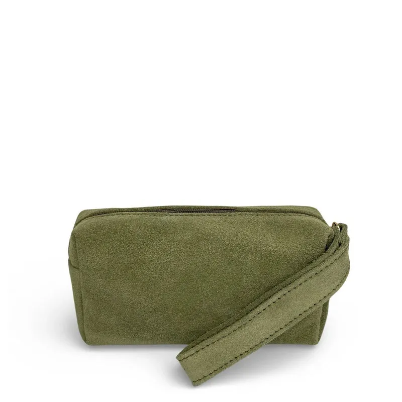 Trousse en daim ELORA SUEDE Vert amande
