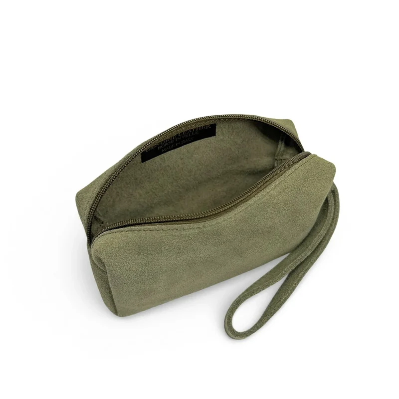 Trousse en daim ELORA SUEDE Vert amande