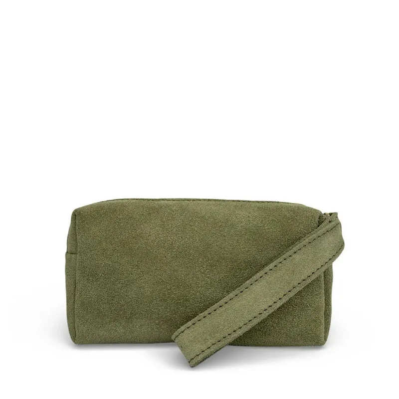 Trousse en daim ELORA SUEDE Vert amande