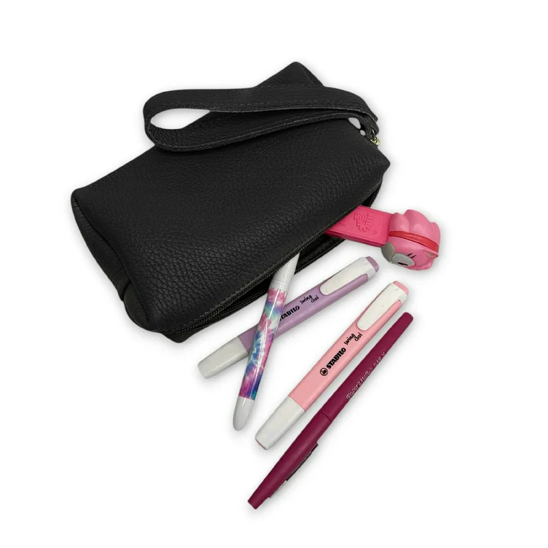 Trousse en cuir grainé ELORA Noir