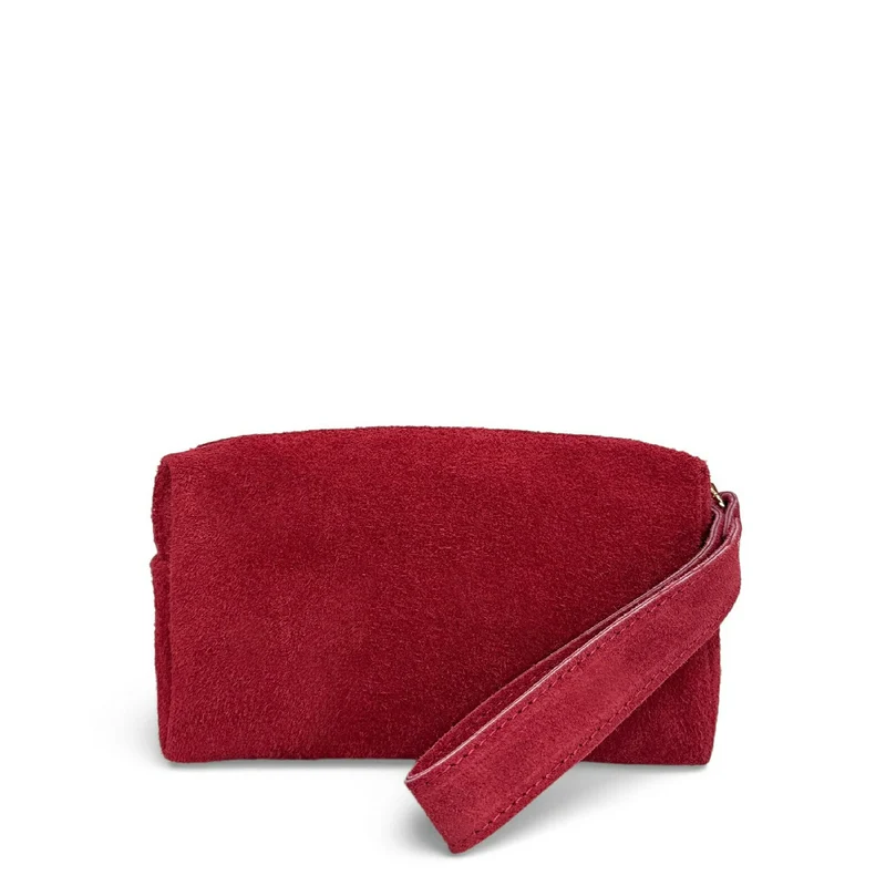 Trousse en daim ELORA SUEDE Rouge magenta