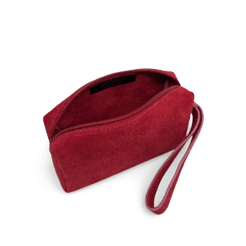 Trousse en daim ELORA SUEDE Rouge magenta