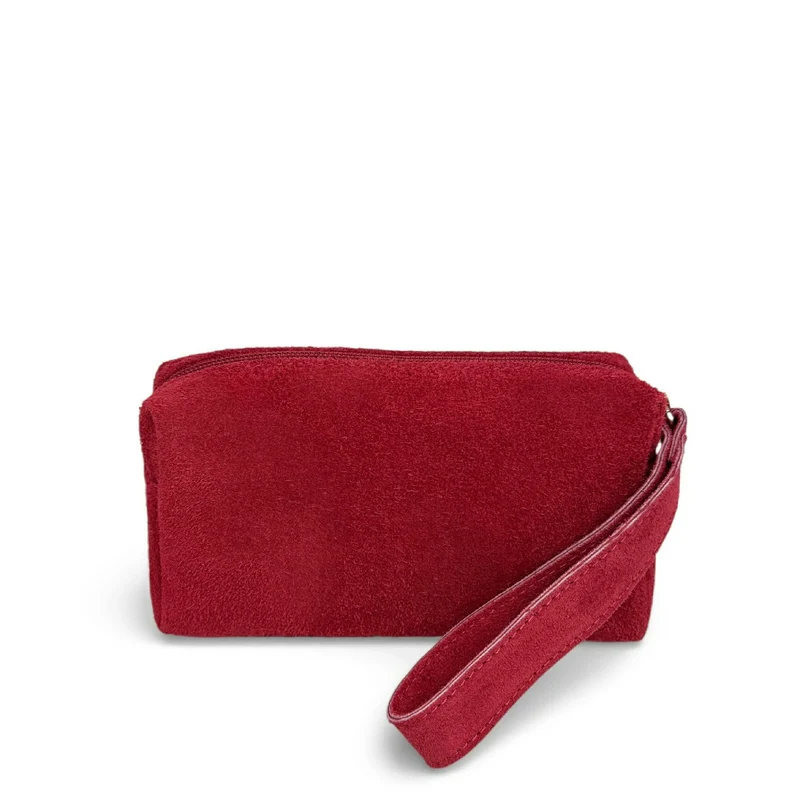 Trousse en daim ELORA SUEDE Rouge magenta