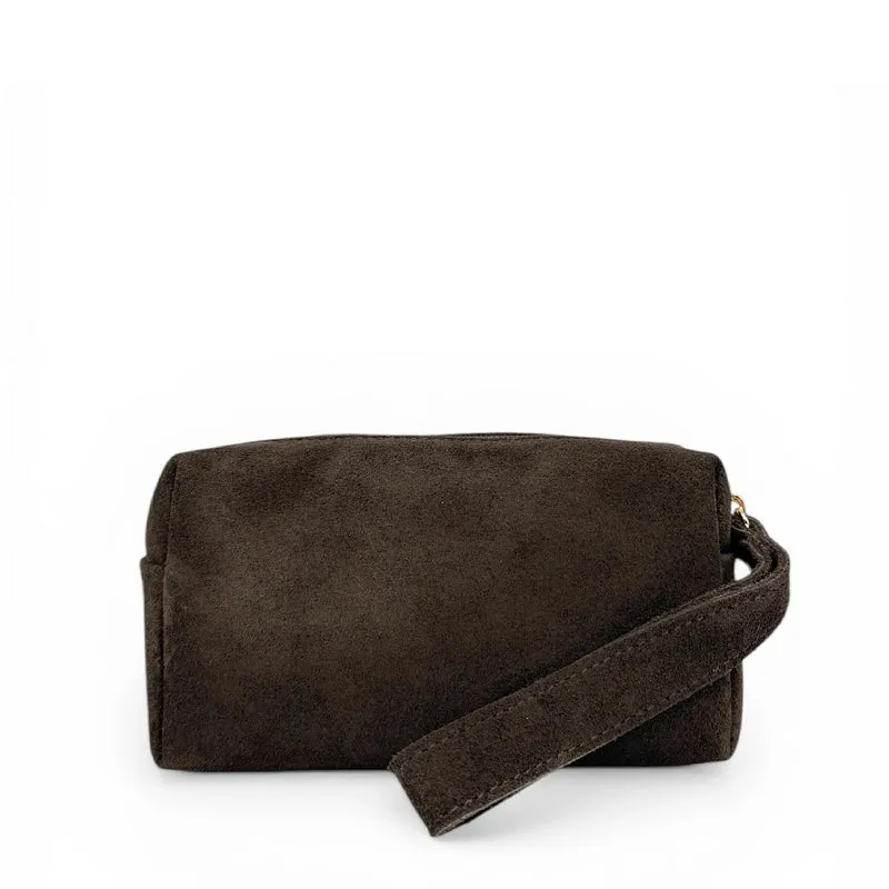 Trousse en daim ELORA SUEDE Marron chocolat
