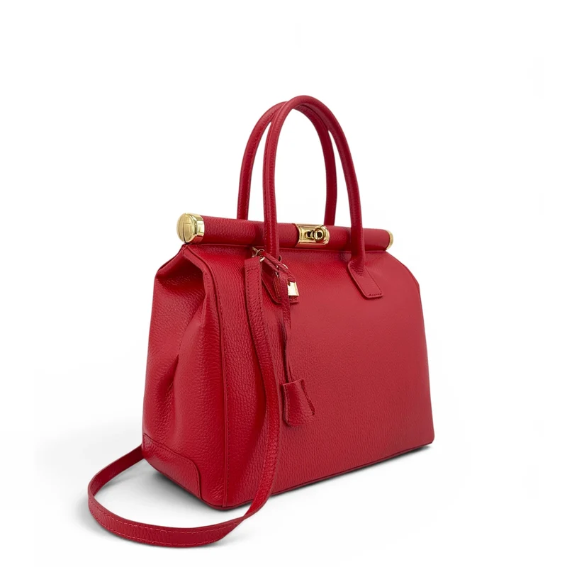 Sac bowling en cuir grainé TROCADERO Rouge garance