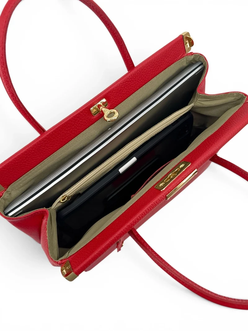 Sac bowling en cuir grainé TROCADERO Rouge garance