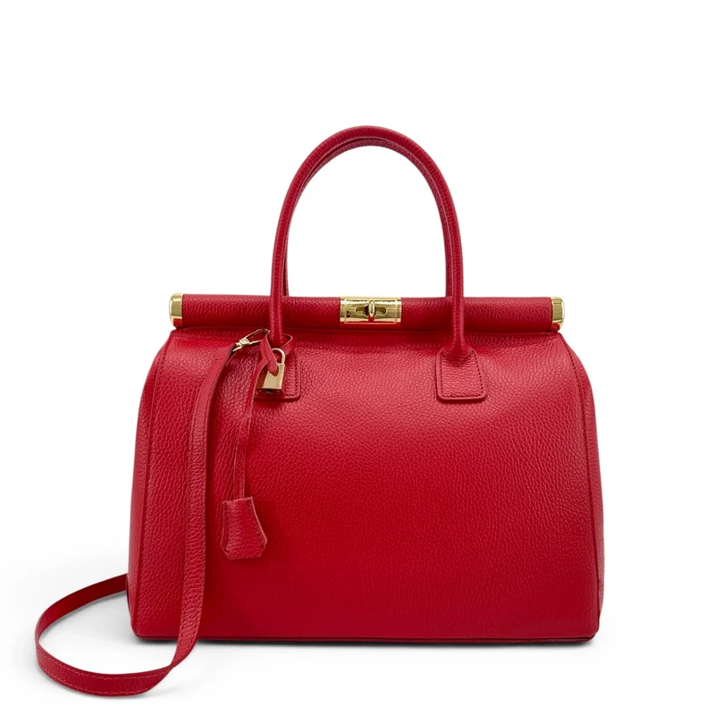 Sac bowling en cuir grainé TROCADERO Rouge garance