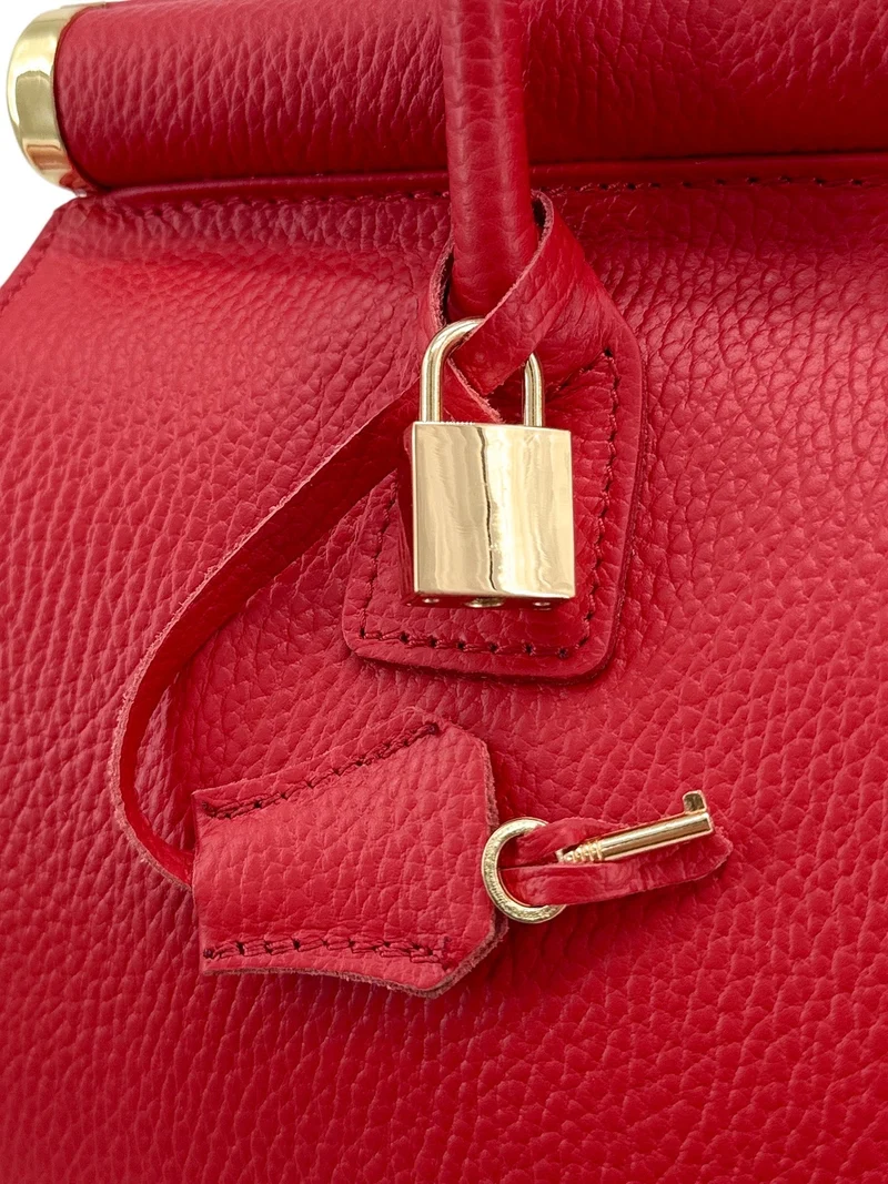 Sac bowling en cuir grainé TROCADERO Rouge garance