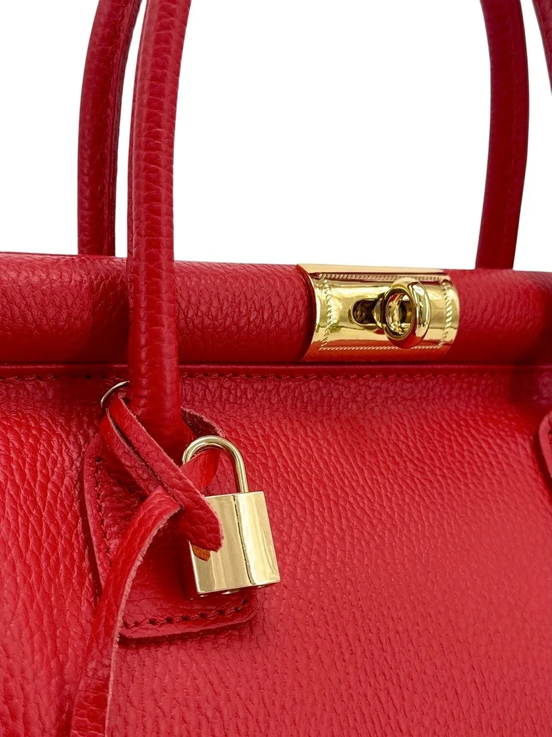 Sac bowling en cuir grainé TROCADERO Rouge garance