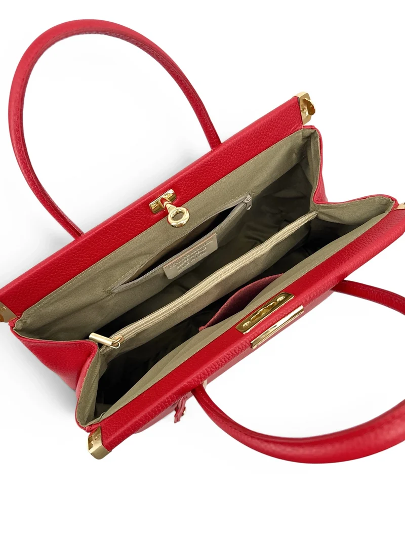 Sac bowling en cuir grainé TROCADERO Rouge garance