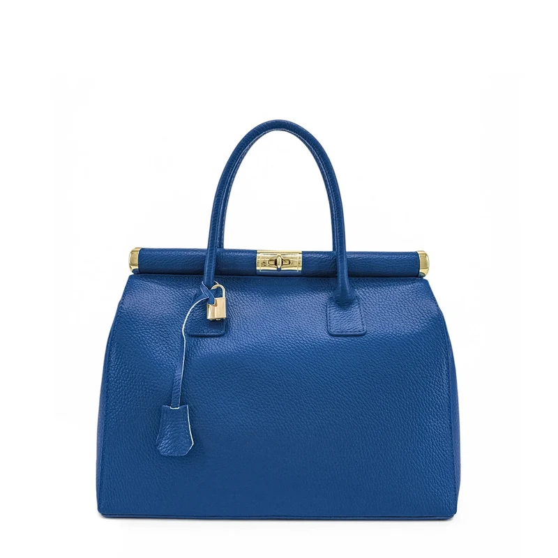 Sac bowling en cuir grainé TROCADERO Bleu roi