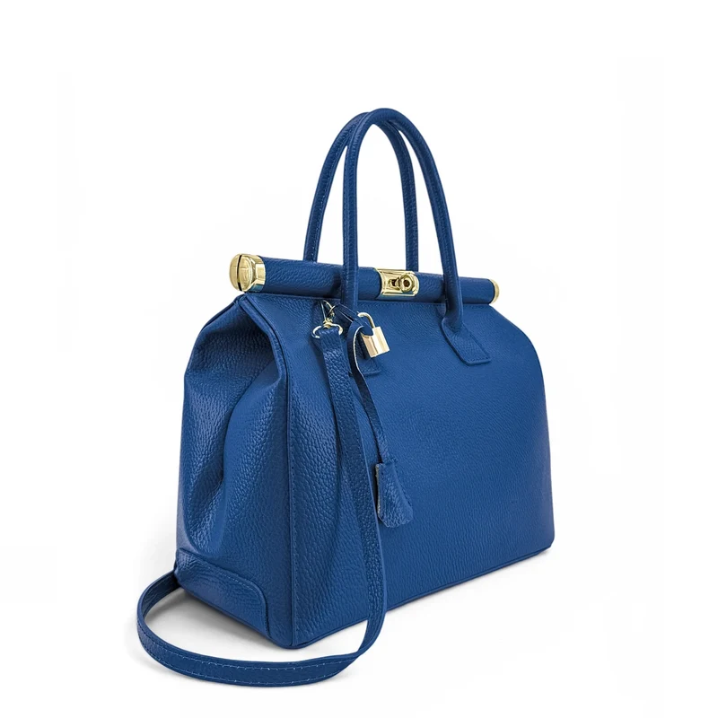 Sac bowling en cuir grainé TROCADERO Bleu roi