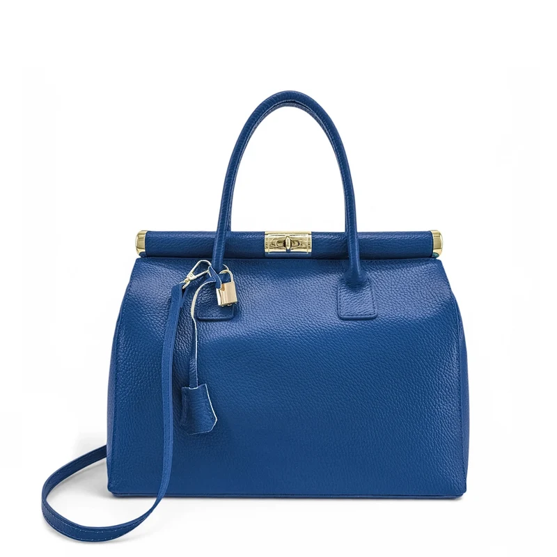 Sac bowling en cuir grainé TROCADERO Bleu roi