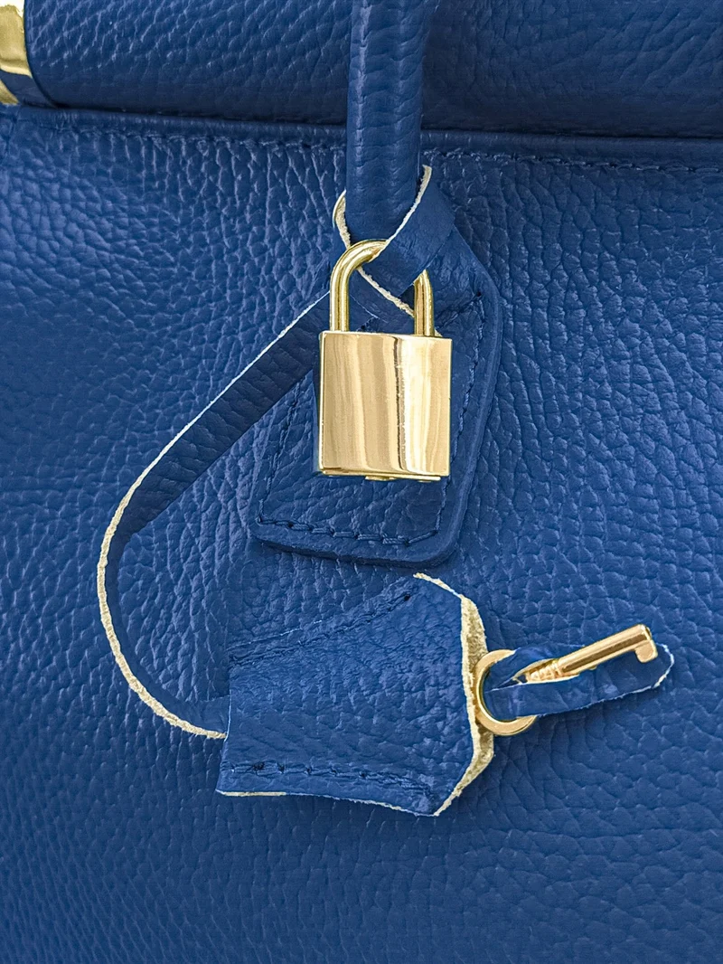 Sac bowling en cuir grainé TROCADERO Bleu roi