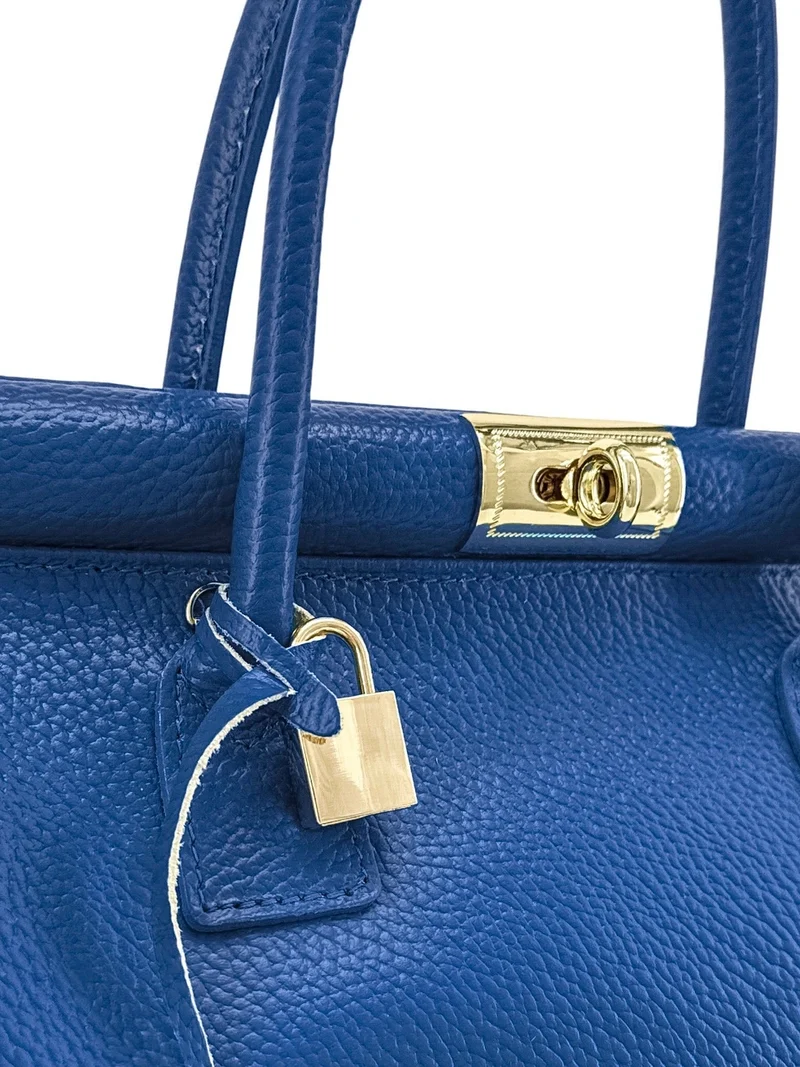 Sac bowling en cuir grainé TROCADERO Bleu roi
