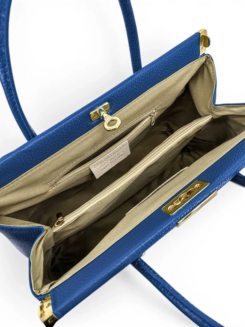 Sac bowling en cuir grainé TROCADERO Bleu roi