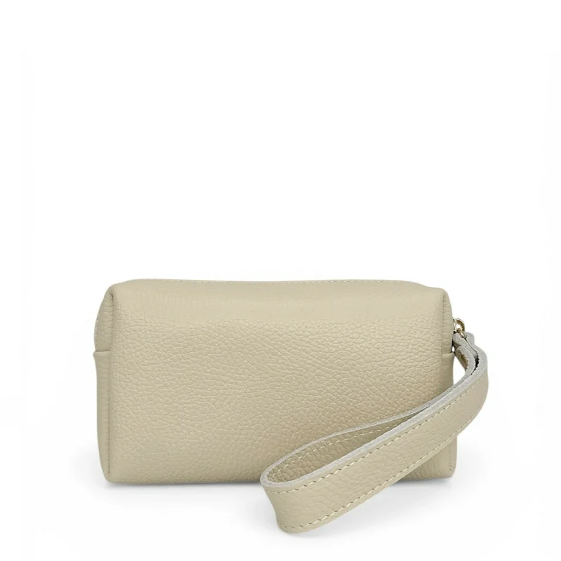 Trousse en cuir grainé ELORA Beige crème