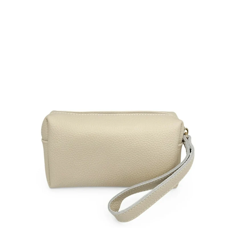 Trousse en cuir grainé ELORA Beige crème