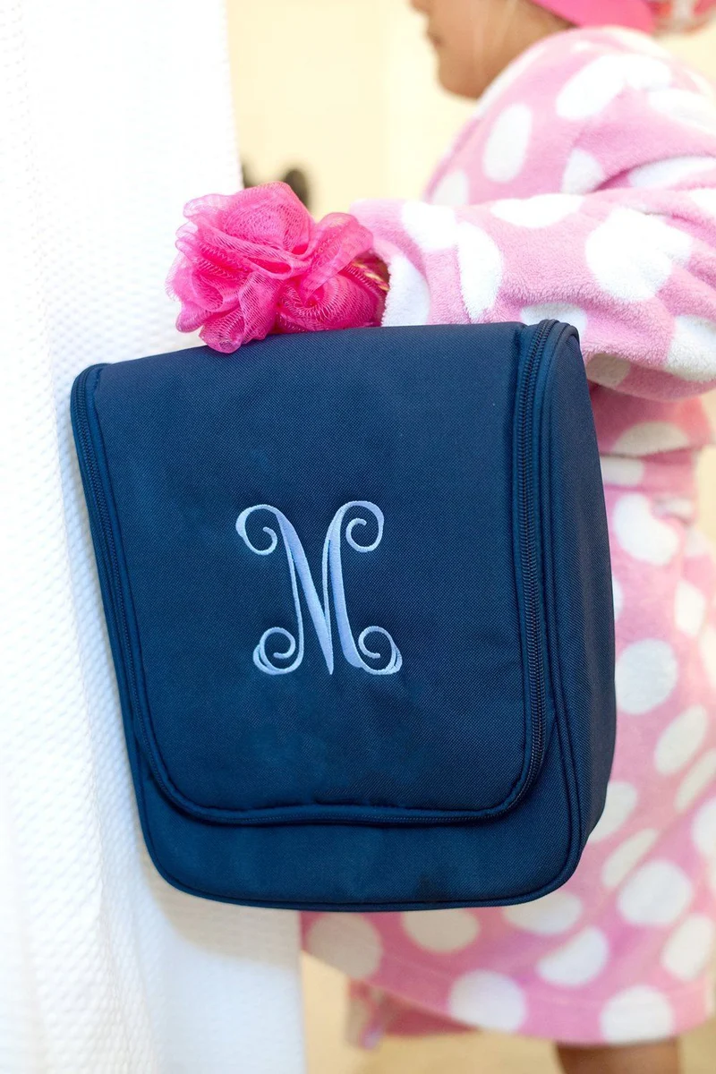 Navy Hanging Travel Case - Personalized