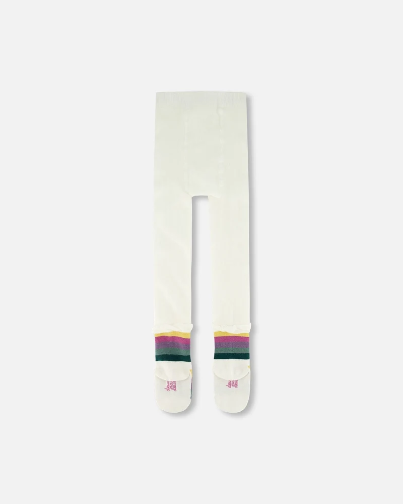 Striped Footed Knit Tights Off-White