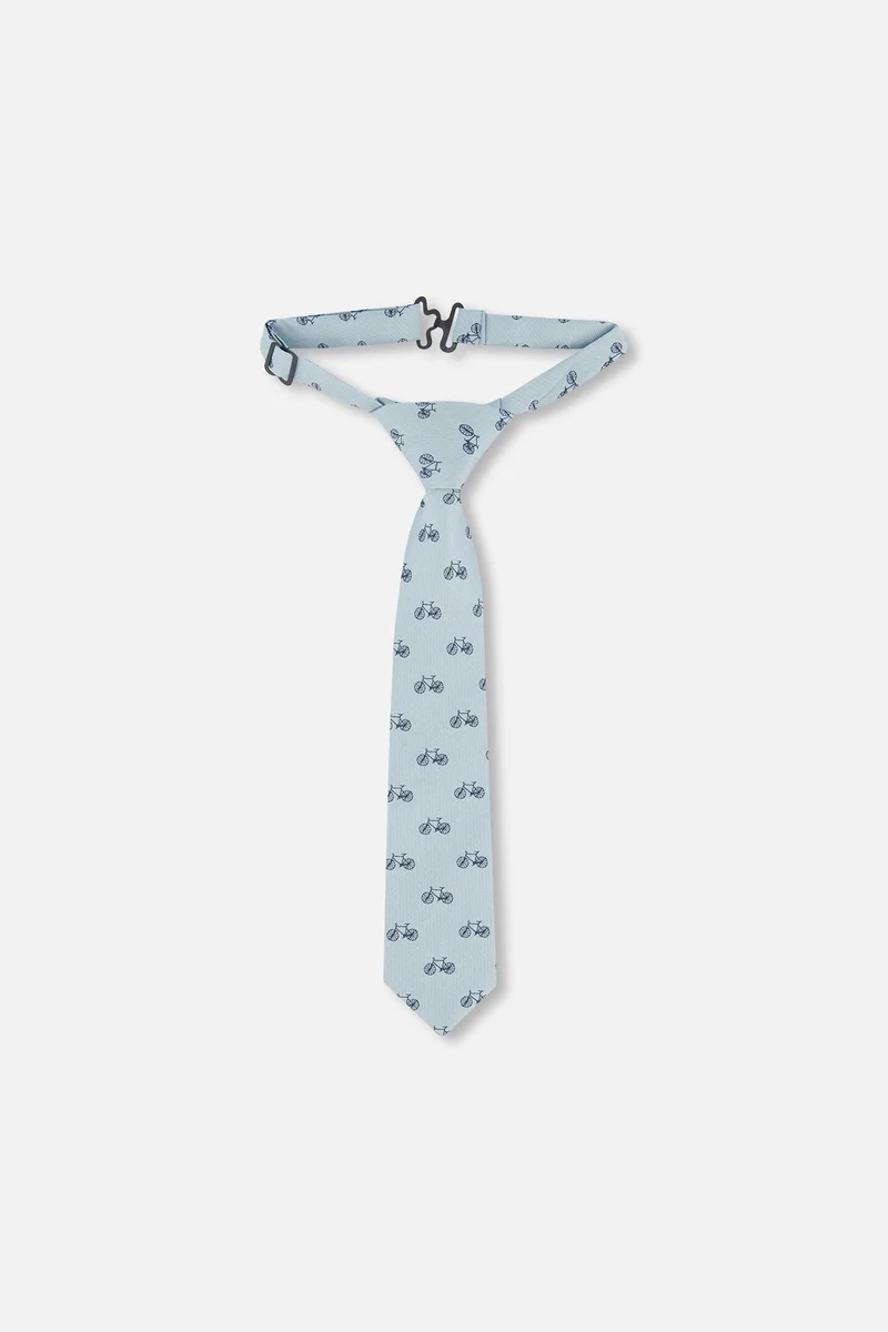 Neck Tie Pale Blue With Bicycle
