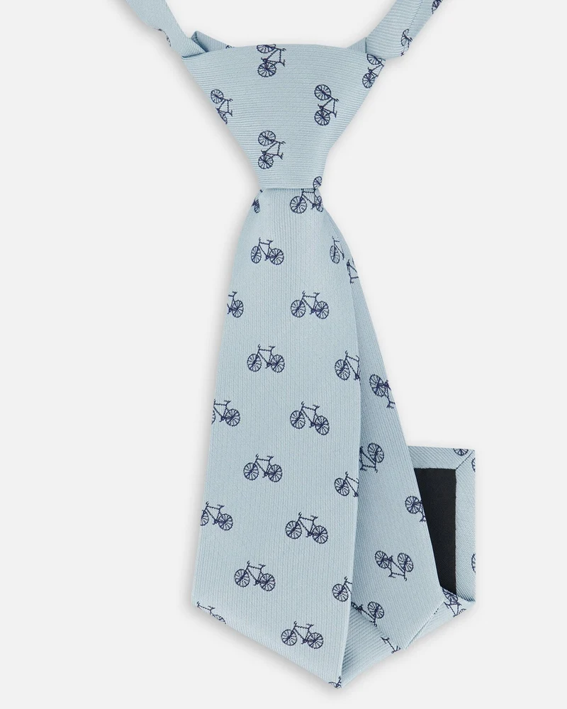 Neck Tie Pale Blue With Bicycle