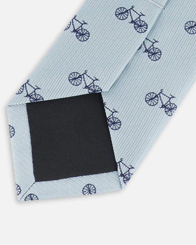 Neck Tie Pale Blue With Bicycle