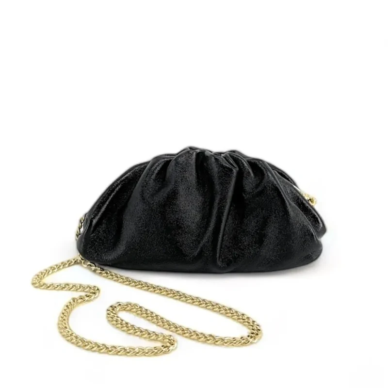 Mini-sac à main pouch en cuir irisé RIO Noir irisé