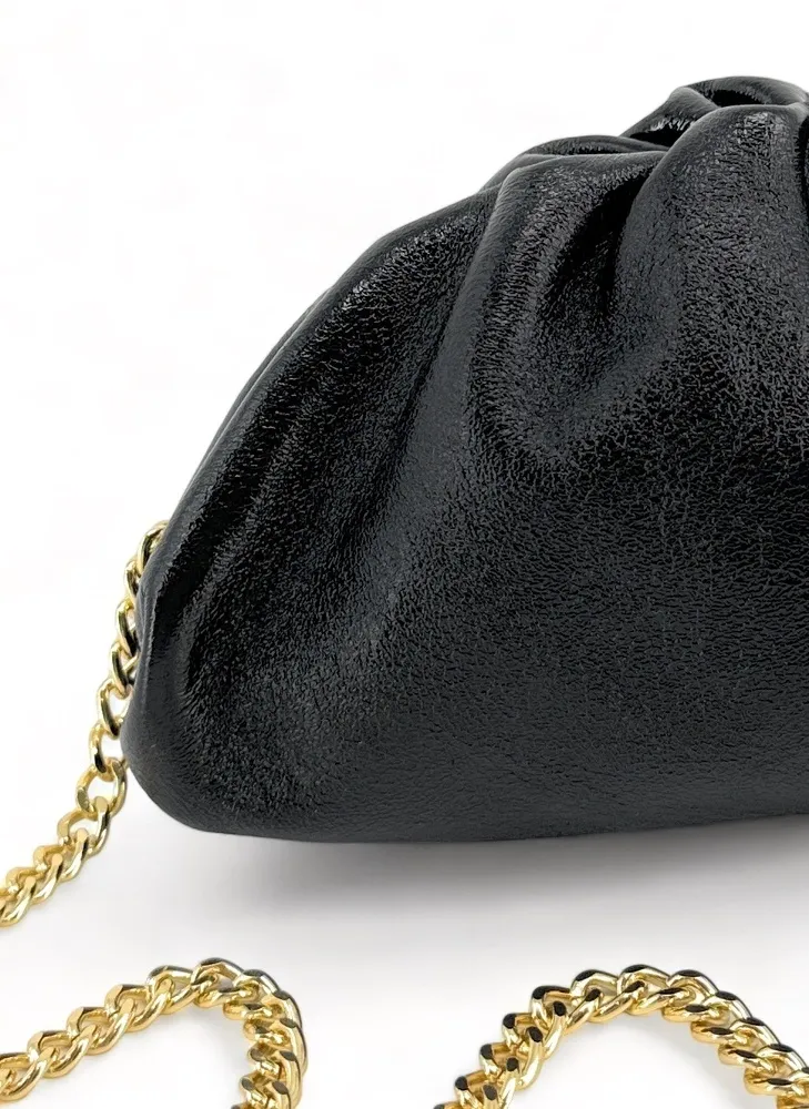 Mini-sac à main pouch en cuir irisé RIO Noir irisé