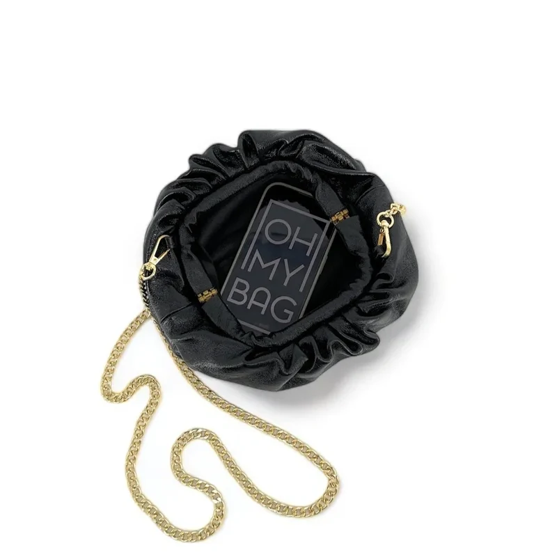 Mini-sac à main pouch en cuir irisé RIO Noir irisé