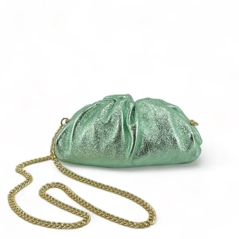 Mini-sac à main pouch en cuir irisé RIO Menthe givrée