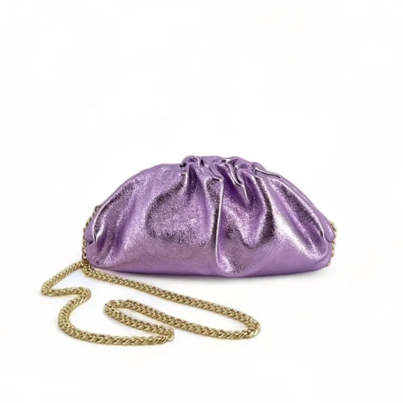 Mini-sac à main pouch en cuir irisé RIO Mauve