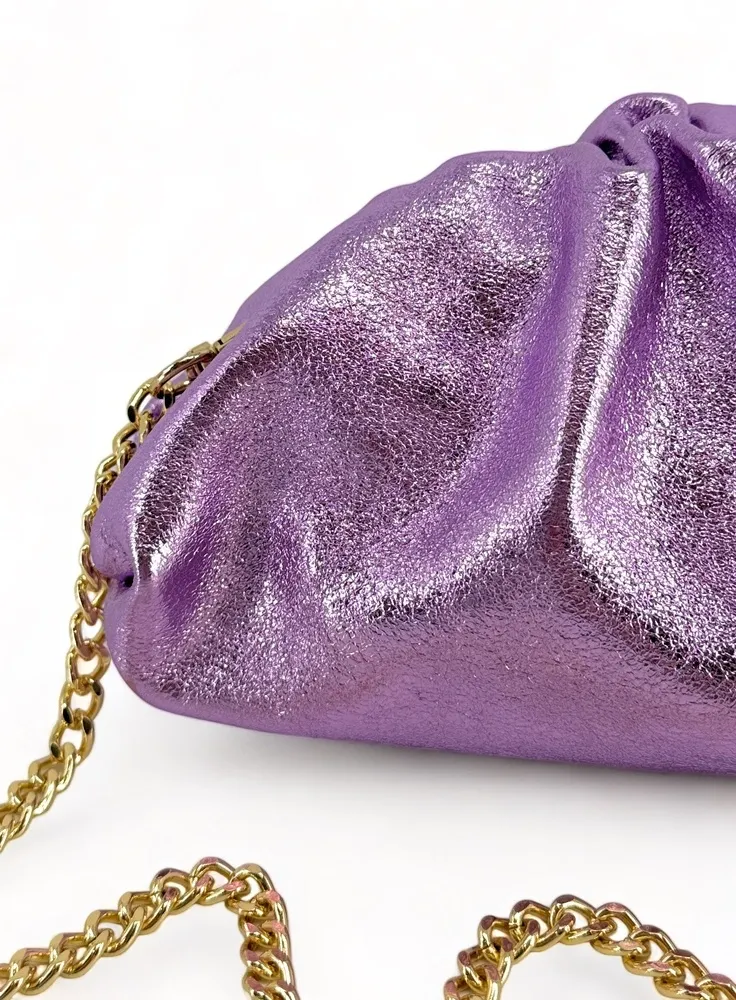 Mini-sac à main pouch en cuir irisé RIO Mauve