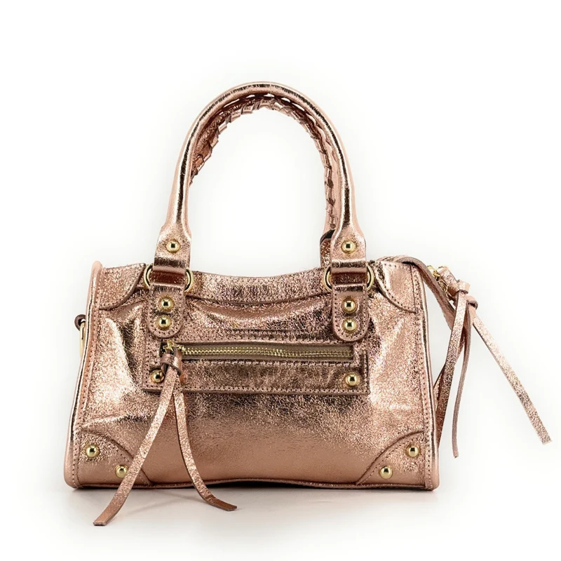 Mini-sac en cuir irisé TAO Rose gold