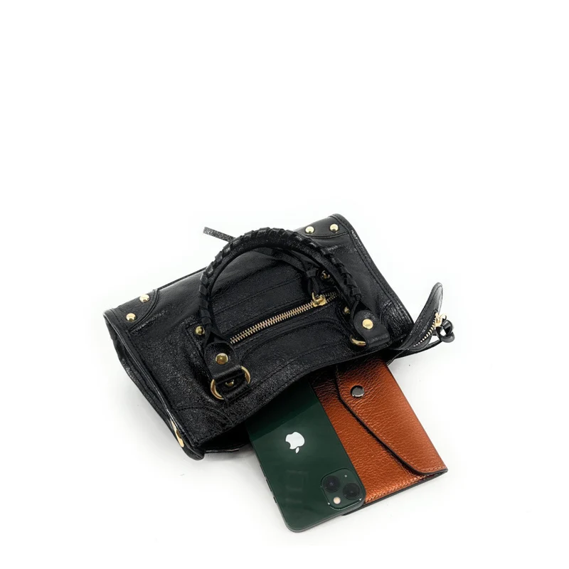 Mini-sac en cuir irisé TAO Noir irisé