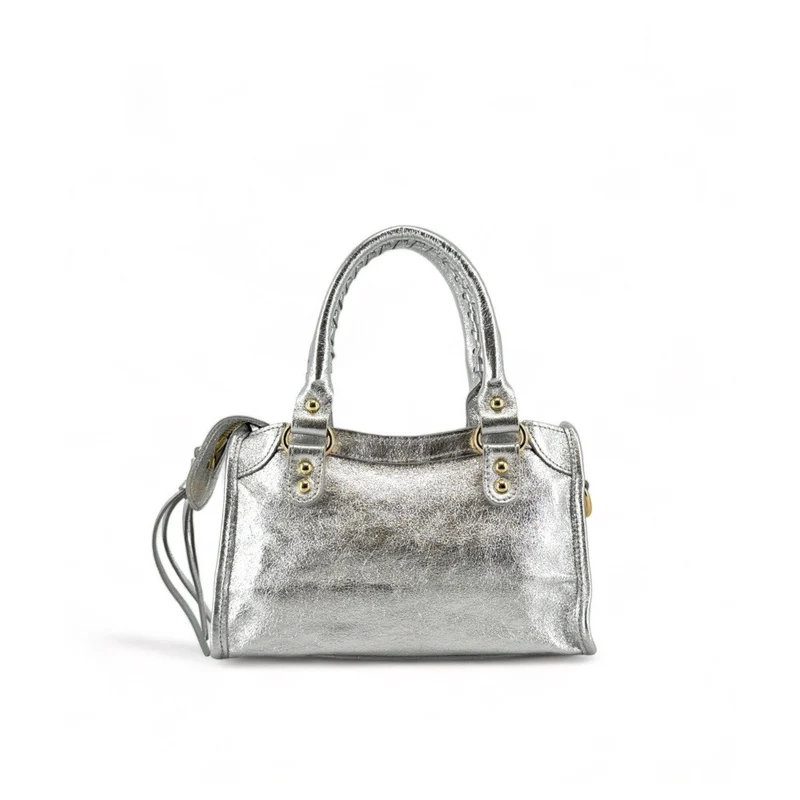Mini-sac en cuir irisé TAO Argent clair