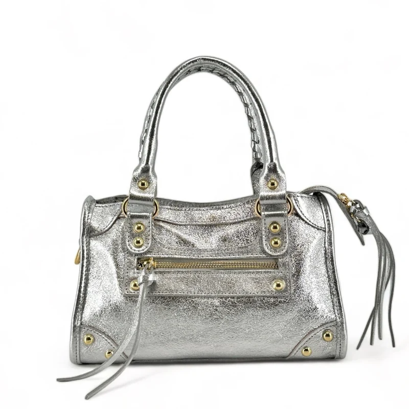 Mini-sac en cuir irisé TAO Argent clair