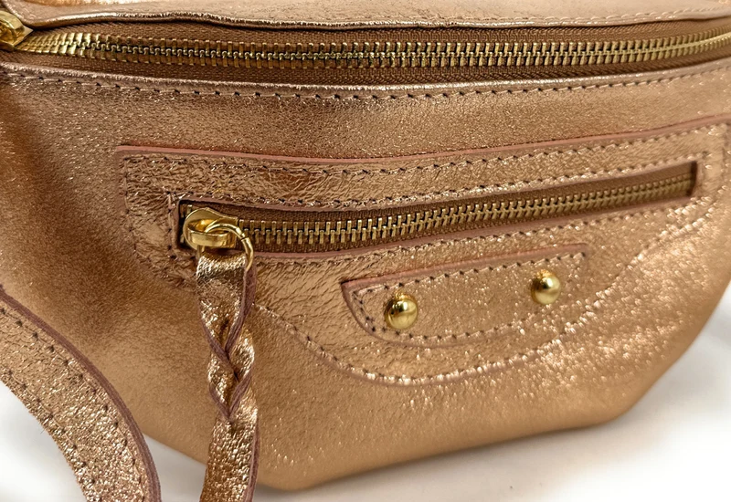 Sac banane en cuir irisé LOUKA GLOW Rose gold