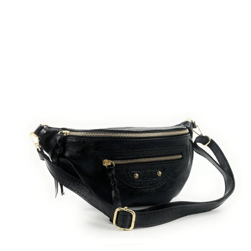Sac banane en cuir irisé LOUKA GLOW Noir irisé