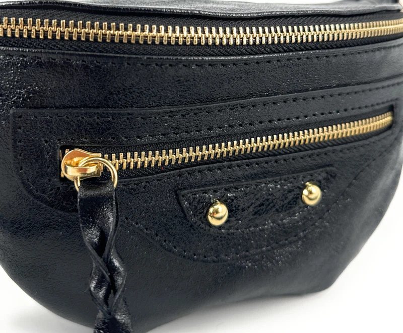 Sac banane en cuir irisé LOUKA GLOW Noir irisé