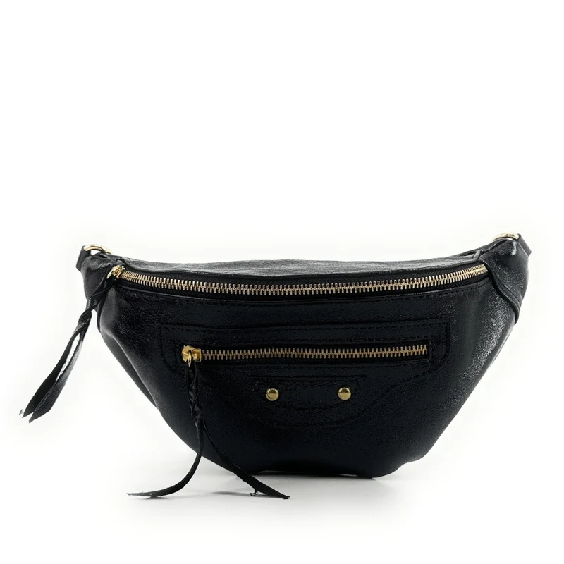 Sac banane en cuir irisé LOUKA GLOW Noir irisé