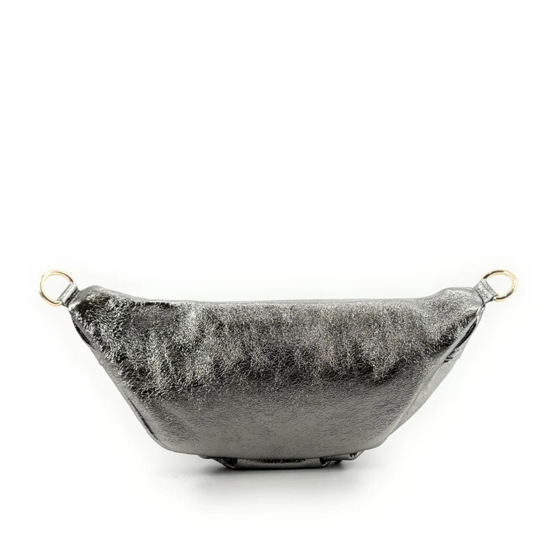 Sac banane en cuir irisé LOUKA GLOW Argent moyen
